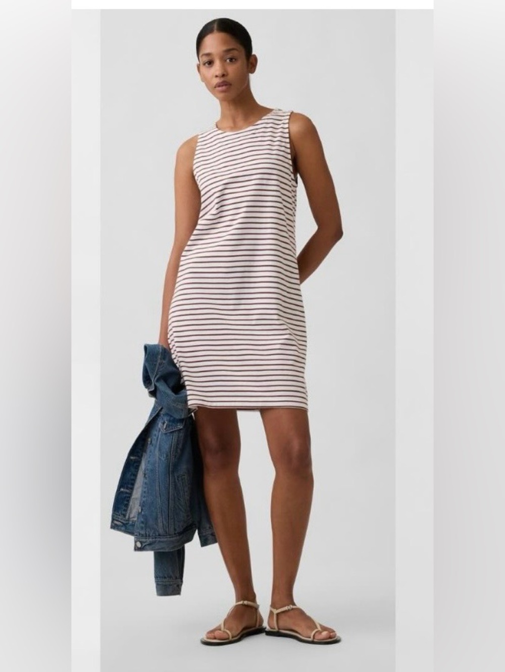 GAP Sleeveless Mini Tank Dress in White and Black Stripe